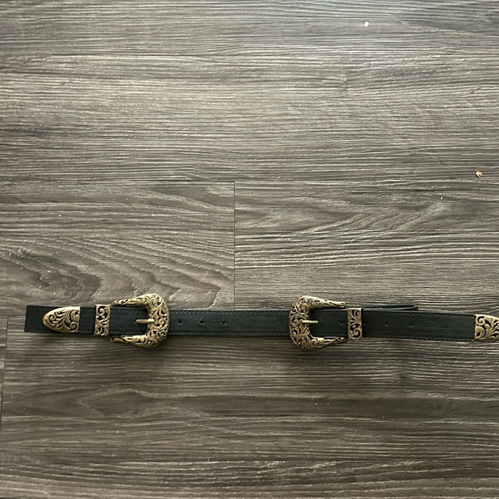 Amazon Double Buckle Black Belt - Size Small/Medium